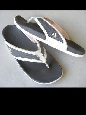 adidas Black and White Women's Flip Flops with Logo